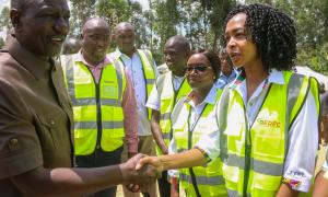 H. E. President William Ruto meeting the REREC staff in a past event. Looking on is the Principal Secretary for Energy Mr. Alex Wachira. 